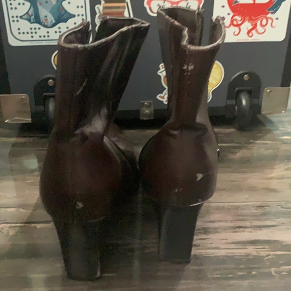 FREE w/ $10+ PURCHASE: Square Toe Brown Faux Leather Ankle Booties - Picture 4 of 4